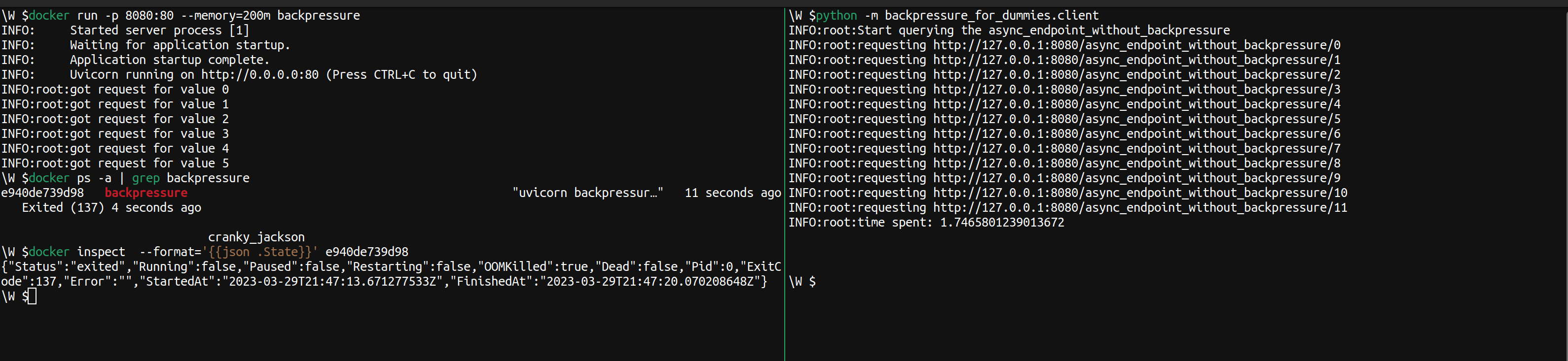 endpoint async no backpressure and memory limit